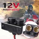 12V Dual Cigarette Lighter Socket Outlet with Wires for Car Motorcycle Scooter
