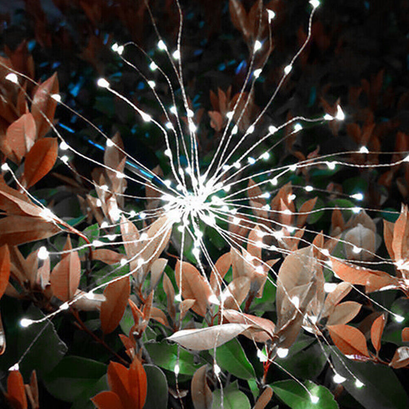 LED Solar Firework Lamp Outdoor Garden Lawn Stake String Light (Cold White)