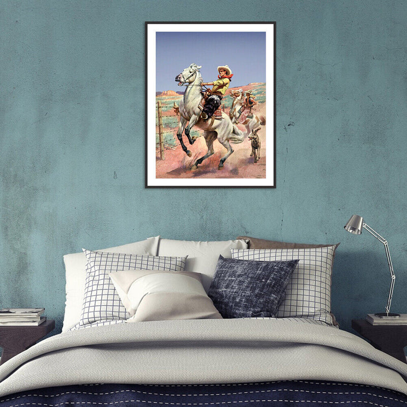 Riding Horse Cowboy Oil Paint By Numbers Kits Canvas Drawing DIY Coloring