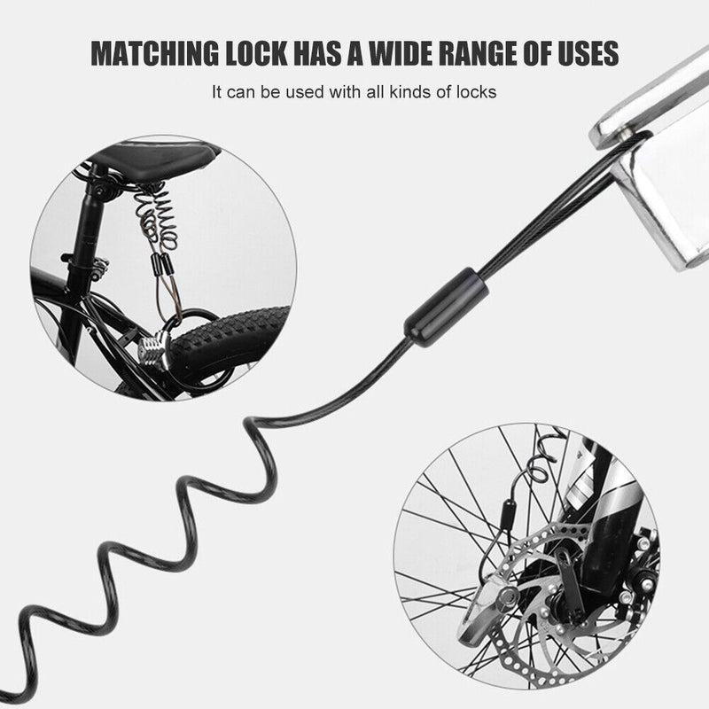 4 Feet Dual Loop Bicycle Motorcycle Disc Lock Reminder Cable Bike Accessorie