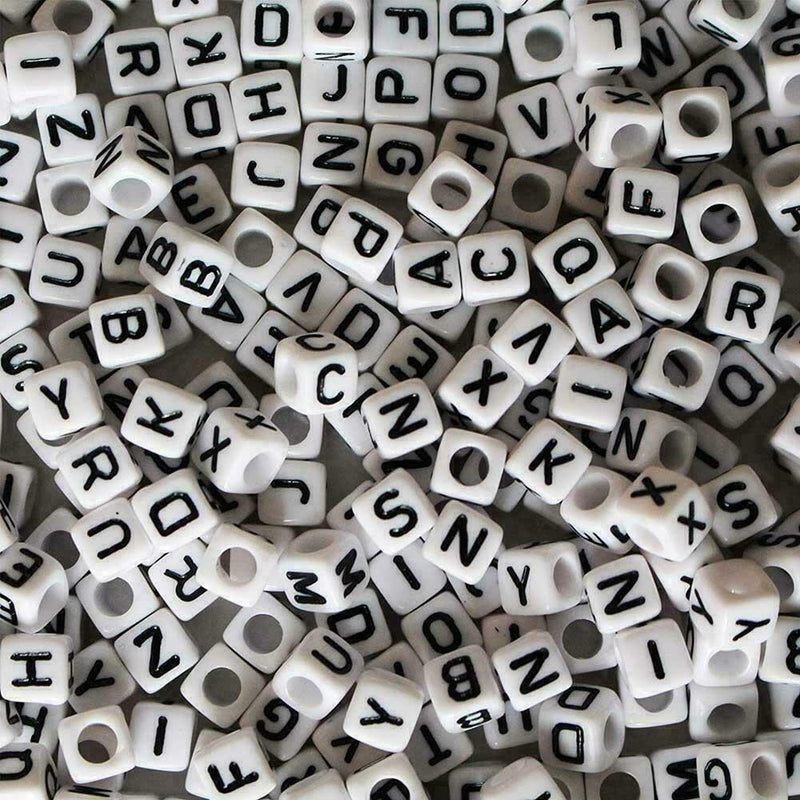 100X White Letter Alphabet Acrylic Beads For Bracelet Handmade DIY I2E4 Y0I6