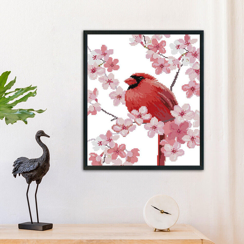 14CT Stamped Cross Stitch Kits DIY Pink Bird Printed Needlework (DA321) Newly