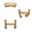 Round Bamboo Wood Tray Foldable Portable Sofa Armrest Breakfast Tea Table Newly