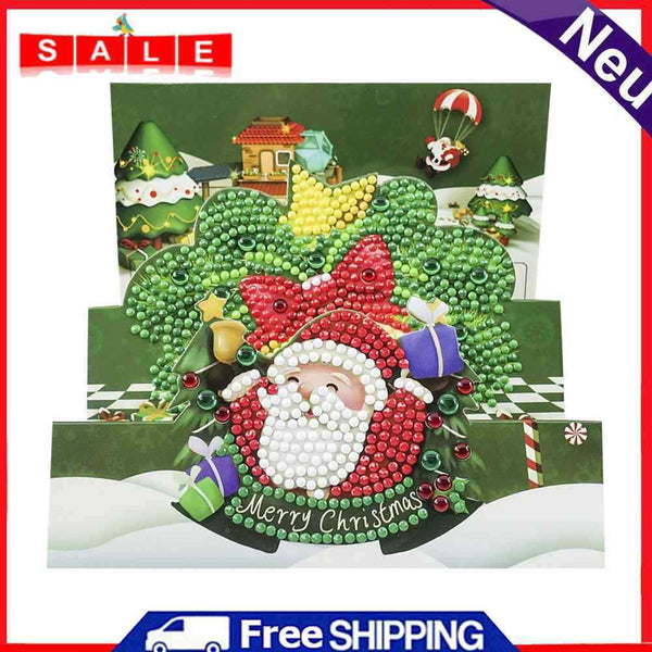 Santa Claus 5D DIY Special Shaped Diamond Painting Greeting Card Handmade Cards