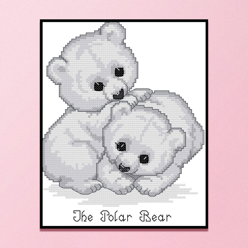 14CT Printed Partial Cross Stitch Handcraft Polar Bear Artwork Wall Decor