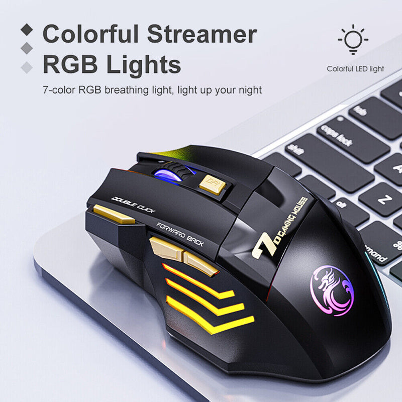 iMice GW-X7 7 Buttons 2.4G RGB Wireless Mouse Mute Ergonomic Gaming Office Mice