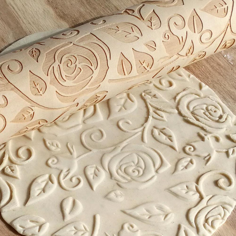 Valentine Day Letters Embossing Rolling Pin for DIY Baking Cookies (Rose)