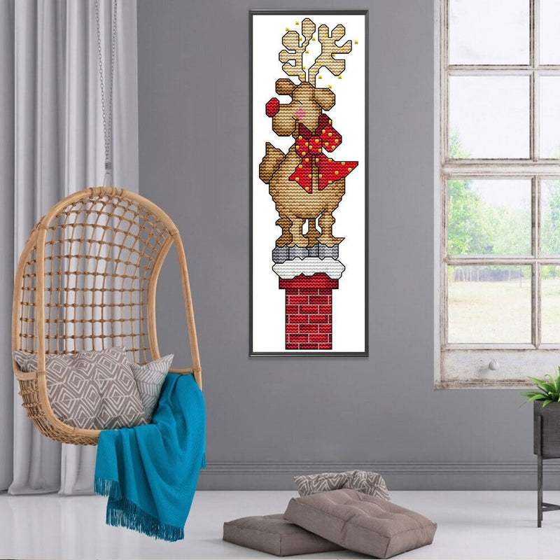 Subcross Stitch 14CT Cotton Thread Christmas Deer DIY Counted Embroidery