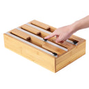 #A Foil Wrap Cutting Box Bamboo Wood Wrap Dispenser Cutter Home Kitchen Utensils