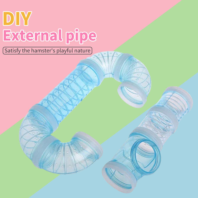 8pcs Hamster Tunnel Assembly Pipe Set External Small Pet Pipeline (Blue) Newly