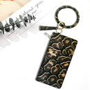 PU Leather Phone Wallet Wristlet Bangle Tassel O Keychain Leopard Women Clutches