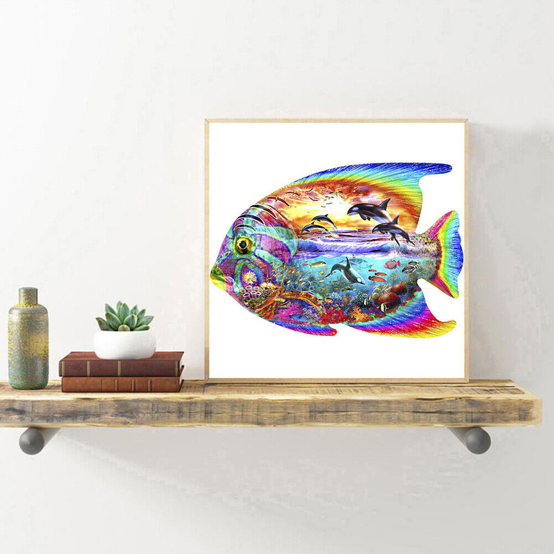 5D DIY Full Round Diamond Painting Color Fish Handmade Embroidery Kits for Gifts