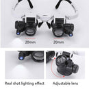 8x15x23x Double Eye Jewelry Watch Repair Tool Magnifier Loupe Glasses &LED Ligh`