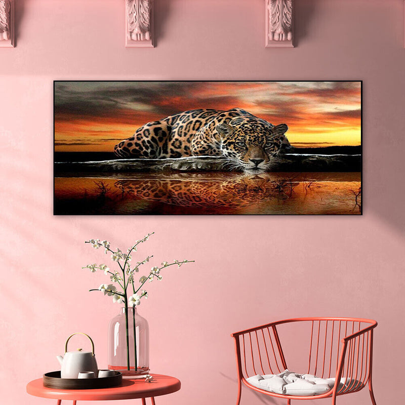 Sunset Leopard Oil Paint By Numbers Kits Canvas Picture DIY Home Decoration Gift