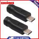 2pcs DC Power Adapter Converter Type-C USB Male to 5.5x2.1mm Female Connector