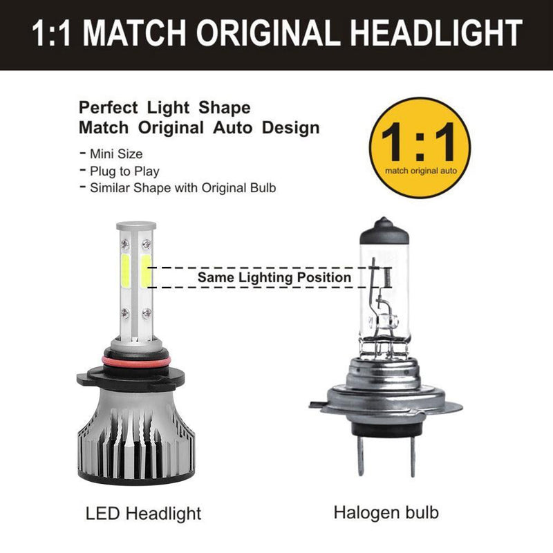 2pcs LED Car Headlamp Fog Lamp Bulbs 8000LM 6500K COB Bulbs for Auto Headlight