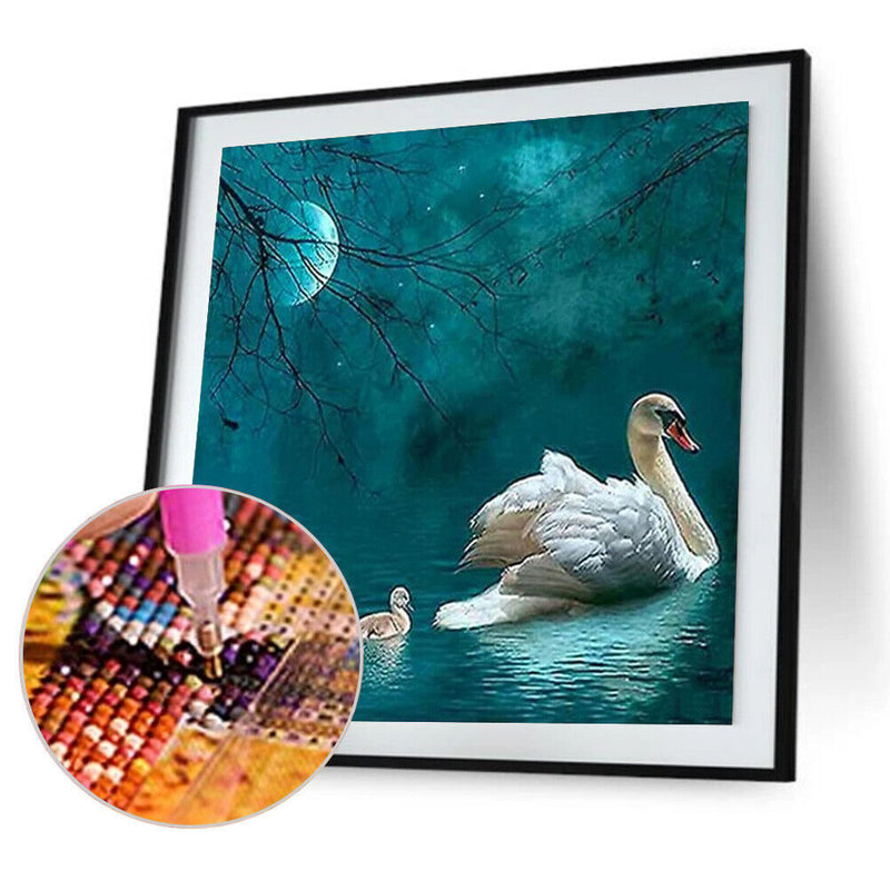 5D Diamond Painting Kit Swan Lake Full Round Drill Rhinestone DIY Wall Arts