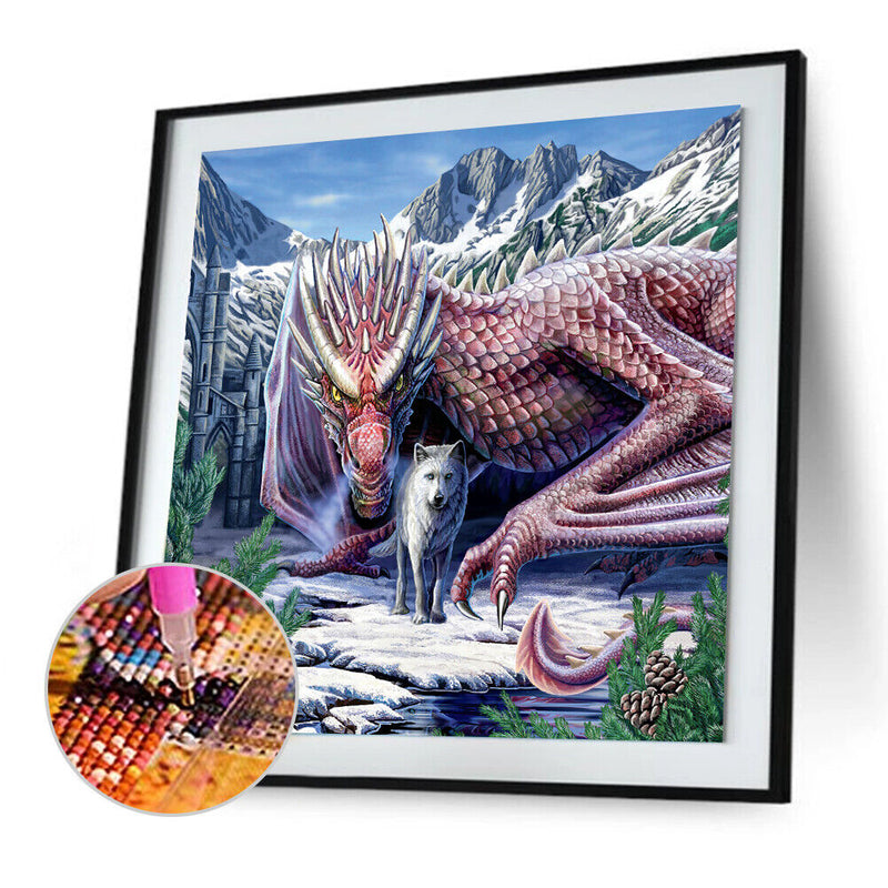 Pterodactyl and Wolf Diamond Painting 5D DIY Full Round Drill Rhinestone