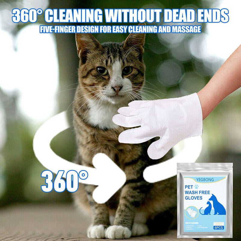 6pcs Cats Dogs Grooming No Rinse Disposable Cleaning Massage Gloves Pet Produ