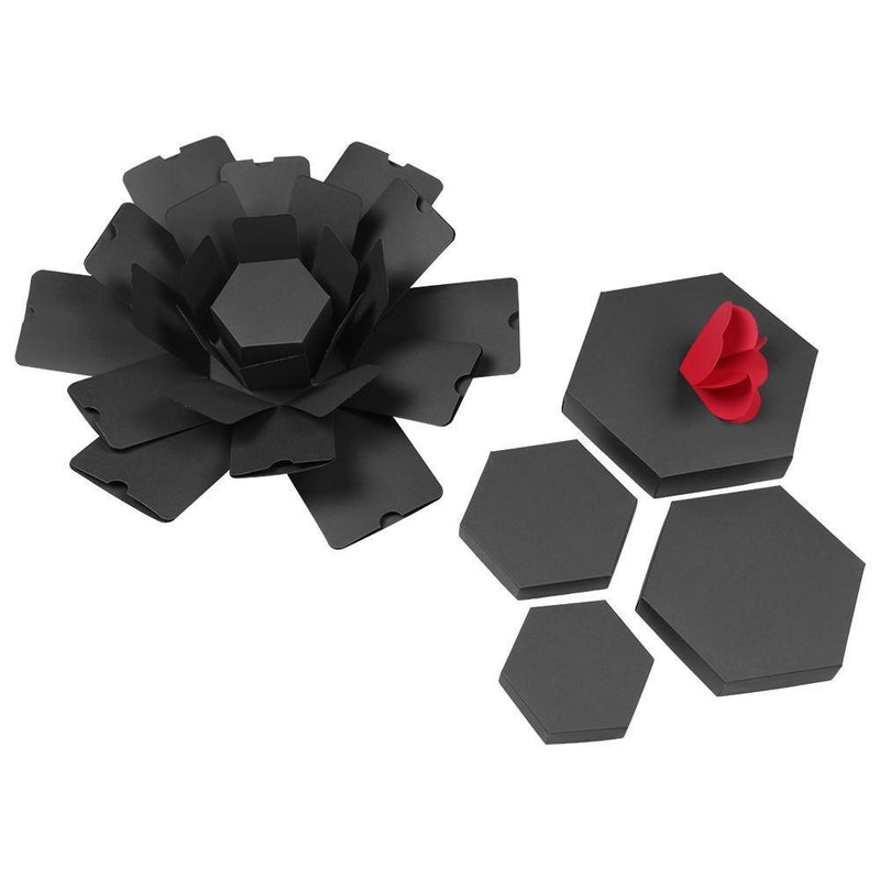 3pcs Explosion Box Hexagonal DIY Photo Album Scrapbooking Box Gift(Black)
