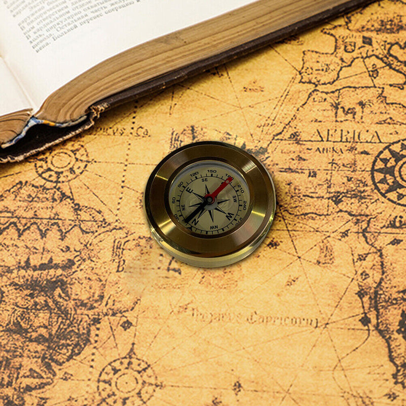 Mini Portable Brass Copper Navigation Compass for Outdoor Camping Activitie