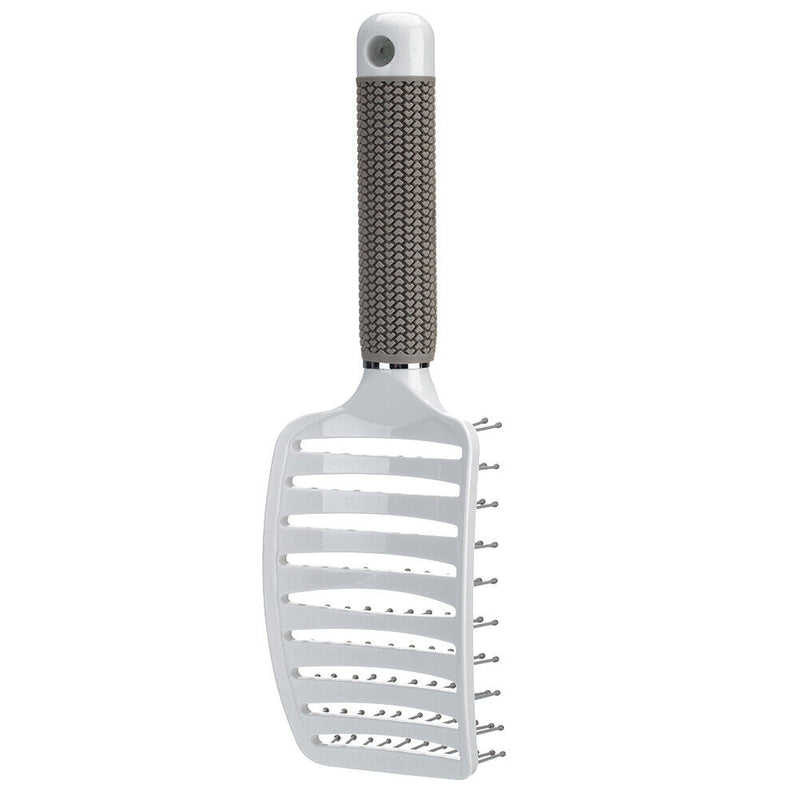 Portable Curved Ribs Scalp Massage Comb Fluffy Styling Brush (A White) Newly