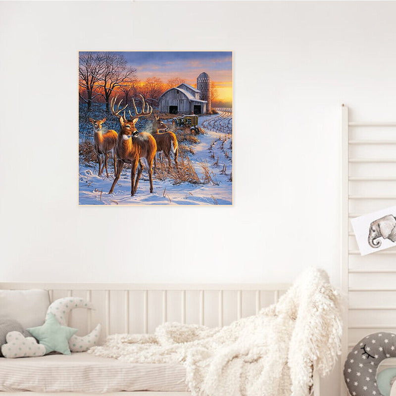 Oil Paint By Numbers Picture DIY Drawing Farmhouse Deer Acrylic Paint Decor Art