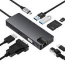 USB 3.0 USB Type-C Hub Gigabit Ethernet 4K HDMI Docking Station For Laptop PC