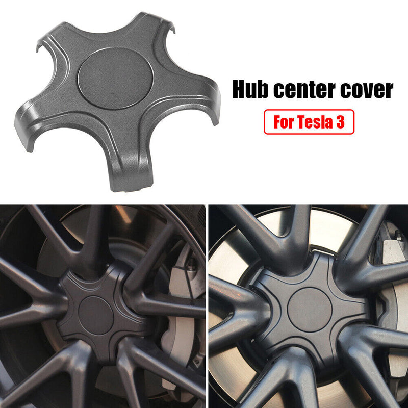 4pcs Wheel Center Caps for Tesla 3 Car Five Claw Hub Cover (Matt Black) Newly