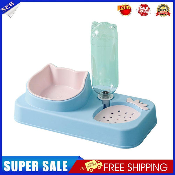 Strawberry Pet Food Bowl Auto Feeder Water Dispenser Raised Dish (Sky Blue)