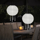 Solar Nylon Lantern Lamp Waterproof Hanging Light Festival Decor (White) Newly
