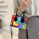 Geometric Colorful Shoulder Bag PU Leather Crossbody Female Satchels Handbags