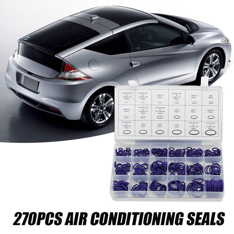 270pcs Assorted Air Conditioning Seal O-ring R22 R134a Rubber Gasket Purple