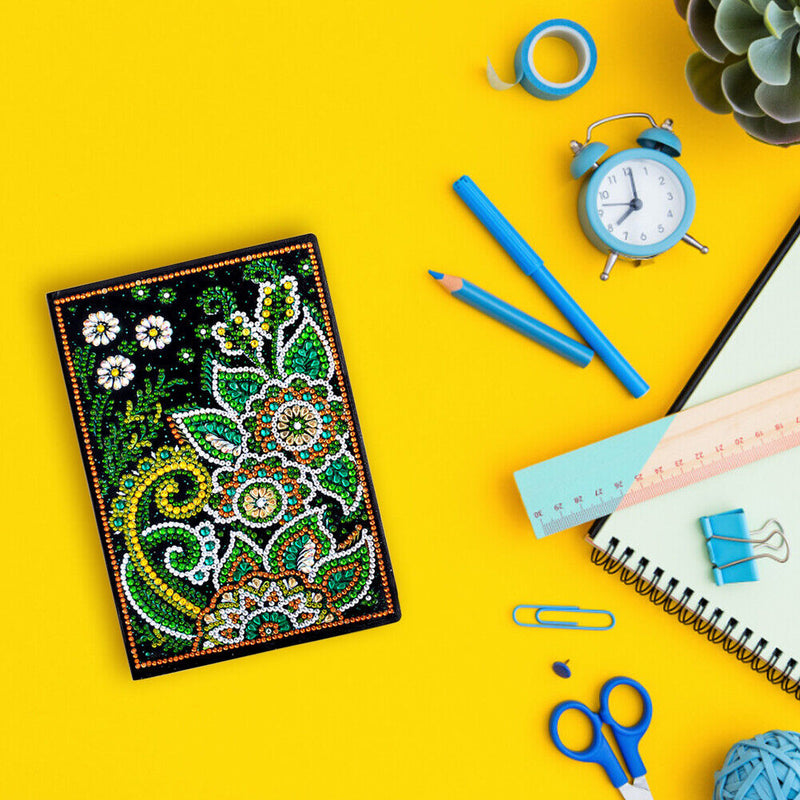 DIY 5D Mosaic Drawing Flower Leaves Notebook Part Special Shape Rhinestone