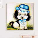 Diamond Painting Kits Full Round Blue Hat Dog DIY Handmade Art Home Decor