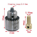 Brass With Chuck Key Micro Motor Drill Chuck 0.3-4mm Taper Clamping Range