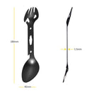 Multifunctional Stainless Steel Spork Fork Spoon Wrench for Picnic (Black)