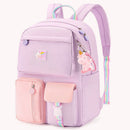 #A Backpack Hit Color Middle School Student Book Bag Casual Daypack with Pendant