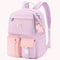 #A Backpack Hit Color Middle School Student Book Bag Casual Daypack with Pendant