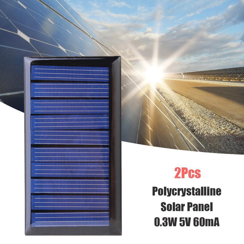 0.3W 5V 60mA Solar Panel Polycrystalline Cell Panel for 3.6V Battery (2pcs)