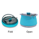Outdoor Folding Silicone Kettle Portable Mini Boiling Pot w/ Handle (Blue) Newly