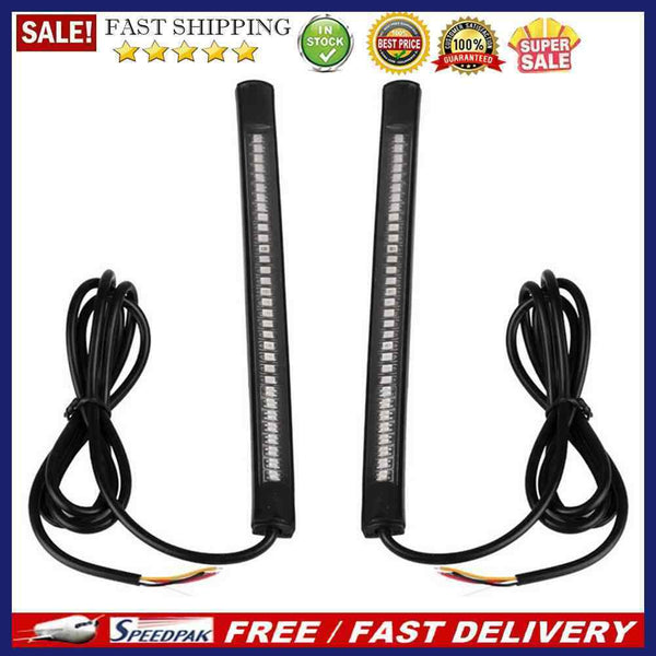 2pcs Flexible 48 LED SMD Strip Motorcycle Tail Turn Signal Light Brake Sto