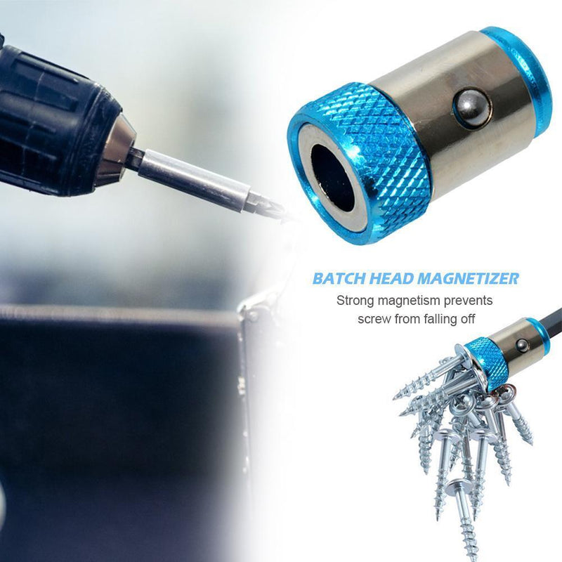 5 Pcs 1/4 inch Screwdriver Bits Batch Head Ring Screwlock Sleeve (Blue)