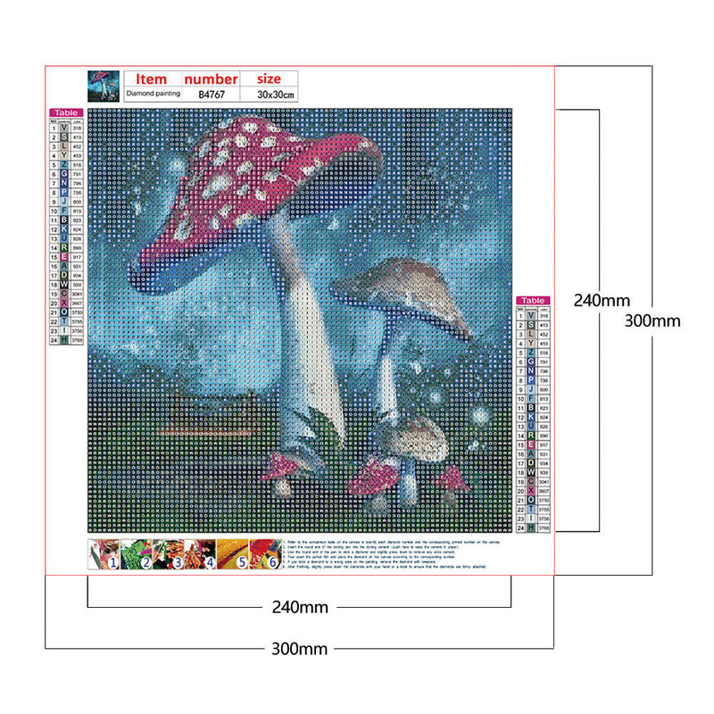 Mushrooms Blue Rainy Night 5D DIY Diamond Painting Rhinestone Full Round Dr