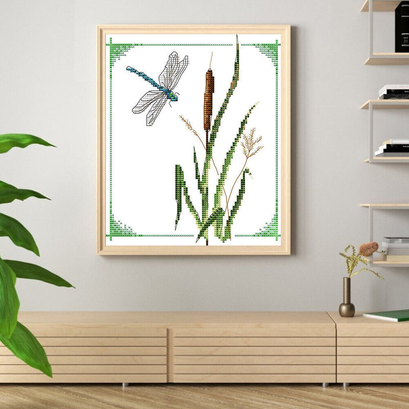 DIY Cotton Thread Dragonflies Partial Cross Stitch Stamped Embroidery Handicraft
