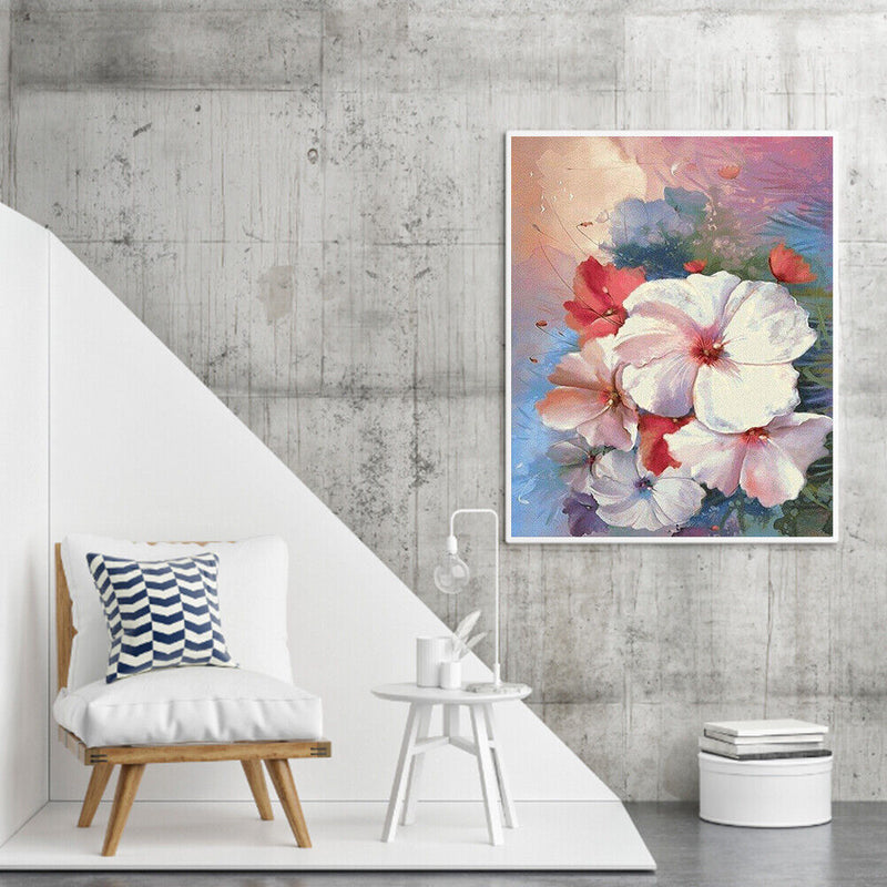 Hibiscus Oil Paint By Numbers Kit DIY Wall Art Picture Craft Home Decoration