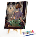 Hand Painted Oil Paint By Numbers Girl Dressing Back Digital Drawing Canvas Art