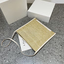 Women Beach Handbags Large Capacity Shoulder Straw Leather Totes (White)