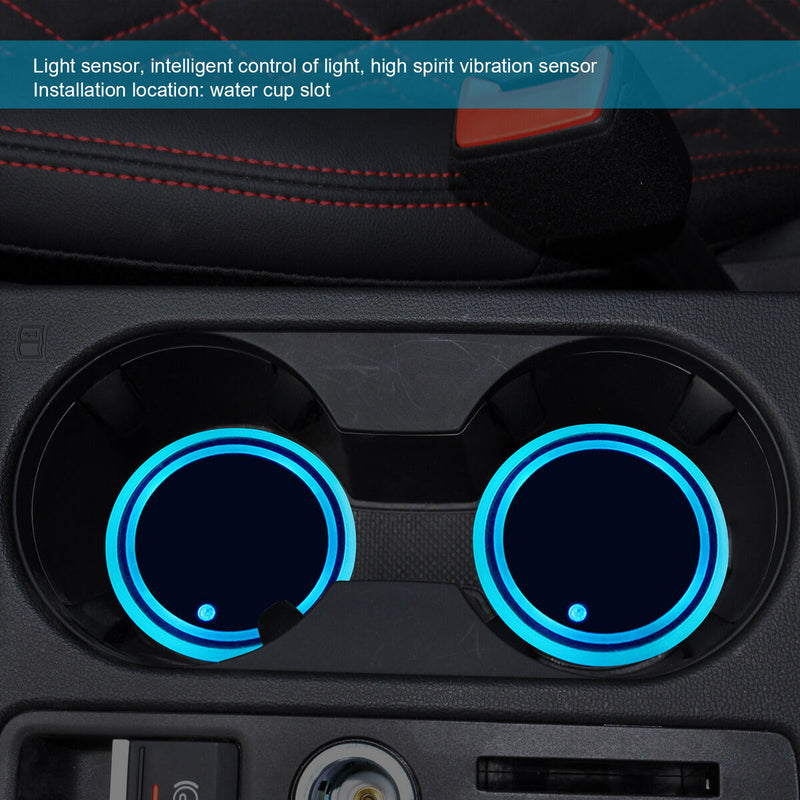 Cup Holder Lights, Car Coasters with 7 Colors Changing, LED Luminescent Pad