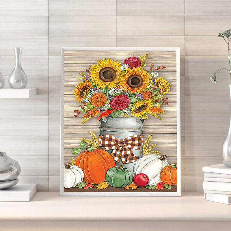 Sunflower in Vase Oil Paint By Numbers Kits DIY Handpainted on Canvas Home Decor
